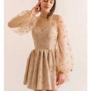Lirika Matoshi cream and Gold Starry Dress